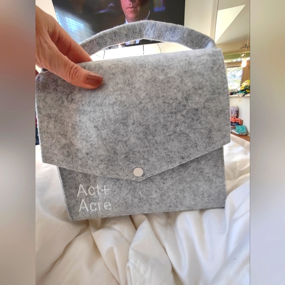 Act+ Acre Gray Bamboo Felt Tote purse